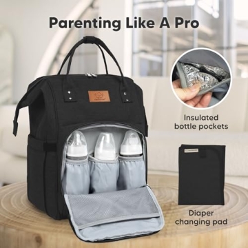 KeaBabies Stylish Waterproof Diaper Backpack for Parents