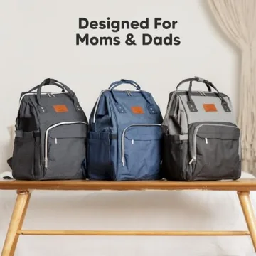 KeaBabies Stylish Waterproof Diaper Backpack for Parents