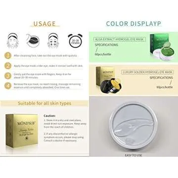 Under Eye Patches - Gold Eye Gel Patch (60 Pieces) + Alga Extract Eye Gel Patch (60 Pieces) - Dark Circles Under Eye Treatment, Under Eye Bags Treatment, Lesharevip Eye Mask 2 in1