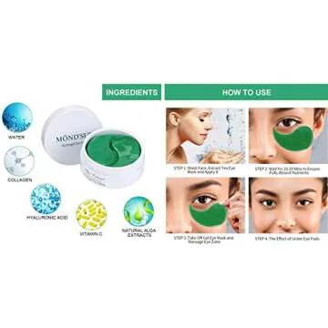 Under Eye Patches - Gold Eye Gel Patch (60 Pieces) + Alga Extract Eye Gel Patch (60 Pieces) - Dark Circles Under Eye Treatment, Under Eye Bags Treatment, Lesharevip Eye Mask 2 in1