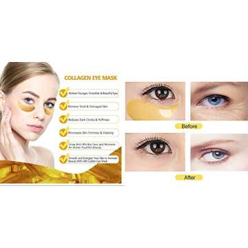 Under Eye Patches - Gold Eye Gel Patch (60 Pieces) + Alga Extract Eye Gel Patch (60 Pieces) - Dark Circles Under Eye Treatment, Under Eye Bags Treatment, Lesharevip Eye Mask 2 in1