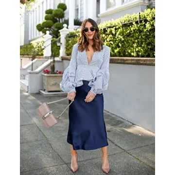 Shop Zeagoo Women's Elegant Satin Midi Skirt Online