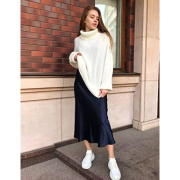 Shop Zeagoo Women's Elegant Satin Midi Skirt Online