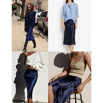 Shop Zeagoo Women's Elegant Satin Midi Skirt Online