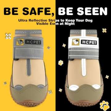 Hcpet Waterproof Dog Booties for Active Dogs - Size 6