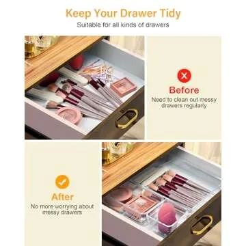 LUSCREAL 25 PCS Plastic Drawer Storage, 4 Sizes Clear Drawer Organizers, Versatile Drawer Dividers for Bathroom, Vanity, Makeup, Utensil, Kitchen and Office