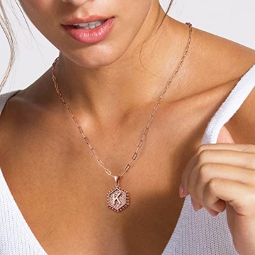 M MOOHAM Layering Initial Necklaces for Women Rose Gold