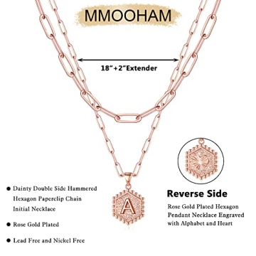 M MOOHAM Layering Initial Necklaces for Women Rose Gold