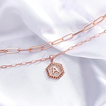 M MOOHAM Layering Initial Necklaces for Women Rose Gold