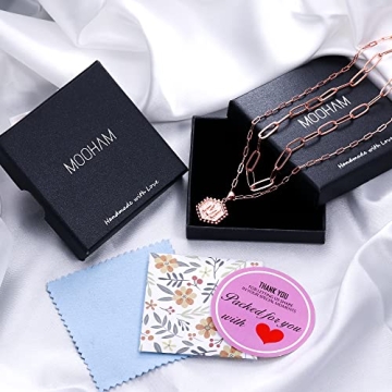 M MOOHAM Layering Initial Necklaces for Women Rose Gold