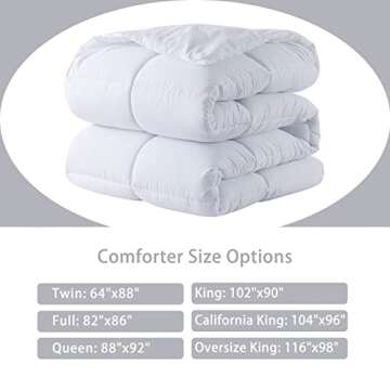 DOWNCOOL Comforters Queen Size, Duvet Insert, White All Season Duvet, Lightweight Quilt, Down Alternative Hotel Comforter with Corner Tabs (White, Queen 88x92 Inches)