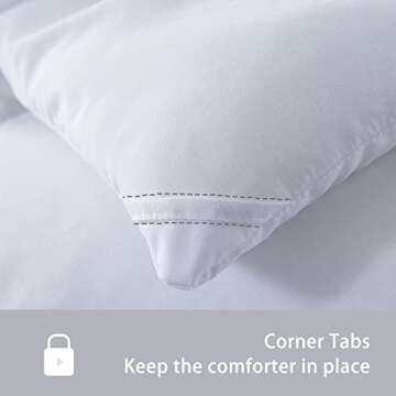 DOWNCOOL Comforters Queen Size, Duvet Insert, White All Season Duvet, Lightweight Quilt, Down Alternative Hotel Comforter with Corner Tabs (White, Queen 88x92 Inches)
