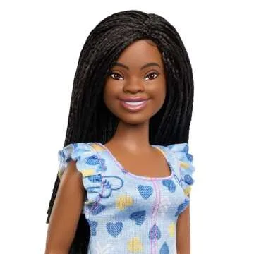 Barbie Fashionistas Doll #229, Doll with Down Syndrome Wearing Heart-Print Dress, Created in Partnership with The National Down Syndrome Society