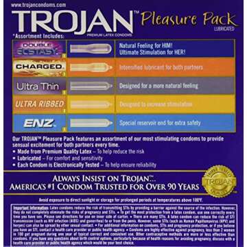 Trojan Pleasure Pack Premium Lubricated Latex Condoms, 40 Count