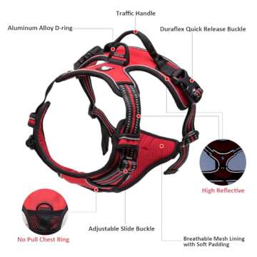 TRUE LOVE Adjustable No-Pull Dog Harness - Comfortable & Reflective Pup Vest