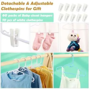 Colorful 60 Packs Baby Hangers for Kids Closet Organizer