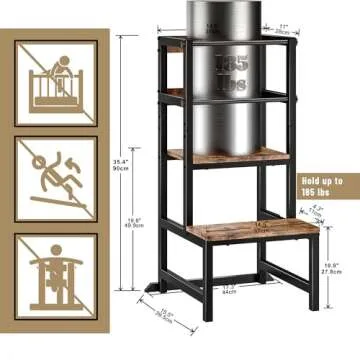 INNOD Kitchen Step Stool for Toddlers, Height Adjustable Toddler Tower with Safety Rail, Steel and Wood Toddler Kitchen Stool Helper Kids, Kitchen Stool for Kids, Learning Tower, Toddler Stool Brown