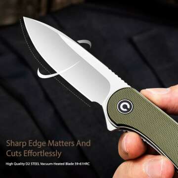 CIVIVI Elementum Folding Pocket Knife - G-10 Green Handle