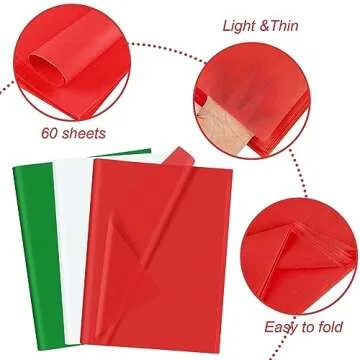 CHRORINE Christmas Tissue Paper 60 Sheets Vibrant Bulk