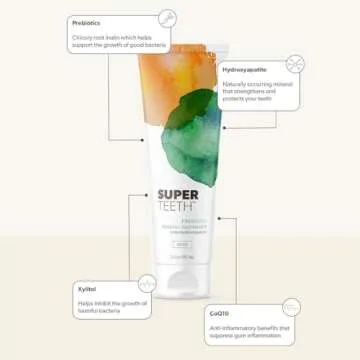 SuperTeeth Prebiotic Mineral Toothpaste for Adults & Kids with Hydroxyapatite | Fights Cavities & Plaque Buildup | Breath Freshener | Fluoride Free & SLS Free | Remineralizes Teeth | USA-Made | Mint