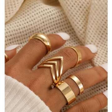 iF YOU 25 Pcs Gold Knuckle Rings Set for Women, Stackable Finger Midi Rings, Simple Stacking Cute Ri...
