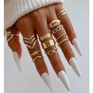 Stylish iF YOU Gold Knuckle Rings Set for Women