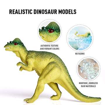 AILIHEN Dinosaurs Toys Includes Kids 12-Pack of Realistic Plastic Figures, 5-8" Dinosaur Play Set wi...