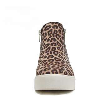 Soda Taylor Hidden Fahsion Wedge Sneaker Shoes Side Zipper (8, Oatmeal Cheetah, Numeric_8)