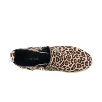 Soda Taylor Hidden Fahsion Wedge Sneaker Shoes Side Zipper (8, Oatmeal Cheetah, Numeric_8)
