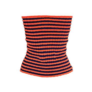 MISSACTIVER Women’s Striped Crisscross Knitted Crop Tube Top Sexy Hollow Out Sleeveless Strapless Cropped Tank Top Vest