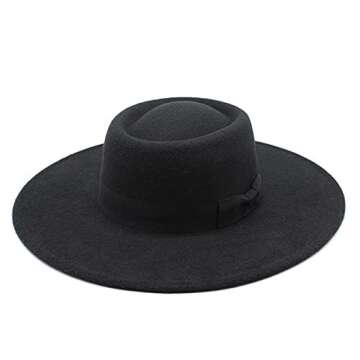 ASO-SLING British Style Winter Wool Wide Brim Fedoras Cap with Bow Men Women Panama Jazz Hat Ladies ...