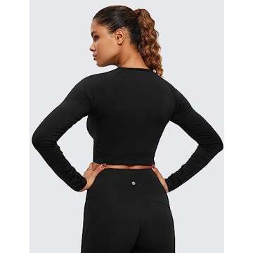 CRZ YOGA Women's Seamless Long Sleeve Shirt - Stylish & Functional Crop Top