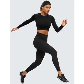 CRZ YOGA Seamless Long Sleeve Workout Crop Tops for Women