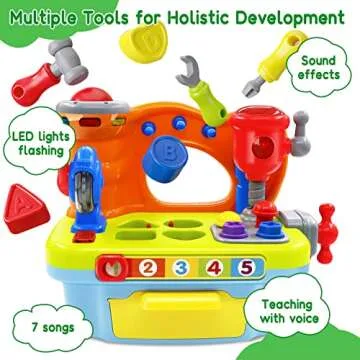 SYAOMUNLY Baby Toys for 1 Year Old Boy Girl Musical Learning Workbench for 1 2 Year Old Boy Birthday Gift Early Educational Sound Shape Toddler Toys Age 1-2 Tool Set for Kids 12-18 Months