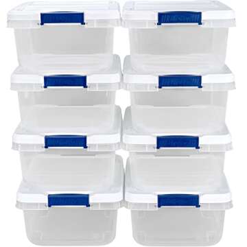 Hefty Clear Plastic Bin with Latch (8 Pack) - Versatile 15 qt Storage Containers for Home Organizati...