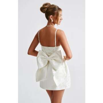 keosin White Jacquard Corset Satin Homecoming Dresses 2024 for Teens Short A Line Formal Cocktail Pa...