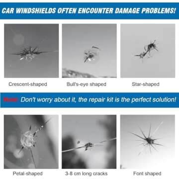 ARRIONO Windshield Repair Kit, 2 Pack Car Windshield Crack Repair Kit, 20 Mins Quick Fix for Rock Chip Repair Kit Windshield Chips, Cracks, Bulls-Eye and Star-Shaped Crack