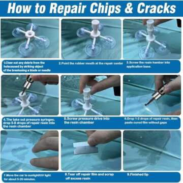ARRIONO Windshield Repair Kit, 2 Pack Car Windshield Crack Repair Kit, 20 Mins Quick Fix for Rock Chip Repair Kit Windshield Chips, Cracks, Bulls-Eye and Star-Shaped Crack