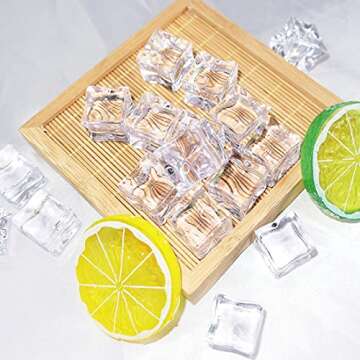 Plastic Fake Ice Cubes - 50 Pcs Clear Acrylic Decor
