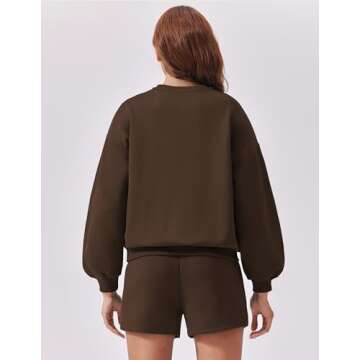 PINSPARK Short Sets for Women 2 Piece Outfits Airport Hoodies Sweatsuit Casual Sweat Shorts Fall Fashion 2024, Coffee Small