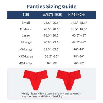 Yuamose High Waist Lace Thongs For Women Wide Gusset Underwear Plus Size High Rise Panties Cotton Thong For Women Size M Pack of 6