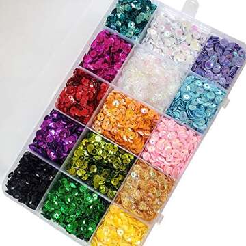 Loose Flake Sequins Rainbow Cup Paillette Confetti 5MM for DIY Crafts Wedding Party Christmas Decora...