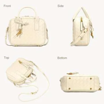 GASSDA Woven Bag for Women, Cute Tote Bag Crossbody Bag PU Leather Handmade Shoulder Handbags Woven Purses for Women (Creamy White)