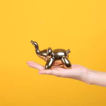 Ardax Gold Home Décor Balloon Figurine Accent, Small Ceramic Animal Statue Handmade Sculpture Ornam...