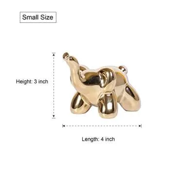 Ardax Gold Home Décor Balloon Figurine Accent, Small Ceramic Animal Statue Handmade Sculpture Ornament (Elephant)