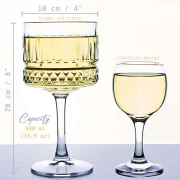 The Buybox Extra Large Glass Goblet, Vintage Coupe Glasses, Big Square Wine Glasses. Cocktail, Champagne, Margarita Glasses, Long Stem Glassware (16.9oz/500ml) (Set of 2 Glasses)