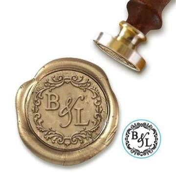 Wedding Custom Wax Seal Stamp Kit, Wedding Couple Initials & mailable Sealing Wax