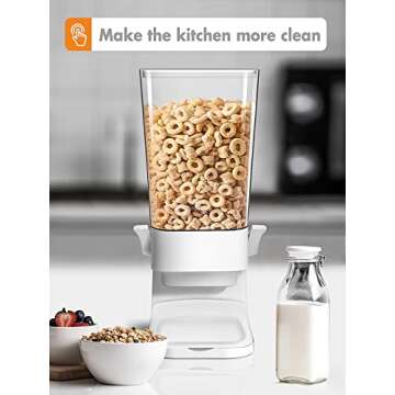 Conworld Cereal Dispenser, Cereal Containers Storage, Big Cereal Dispenser Countertop - Not Easy to Crush Food, Cereal Container For Pantry Organization And Storage (White, 2Pcs