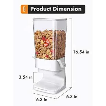 Conworld Cereal Dispenser, Cereal Containers Storage, Big Cereal Dispenser Countertop - Not Easy to Crush Food, Cereal Container For Pantry Organization And Storage (White, 2Pcs