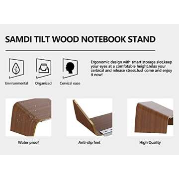 SAMDI Walnut Laptop Stand for Apple & PC Notebooks